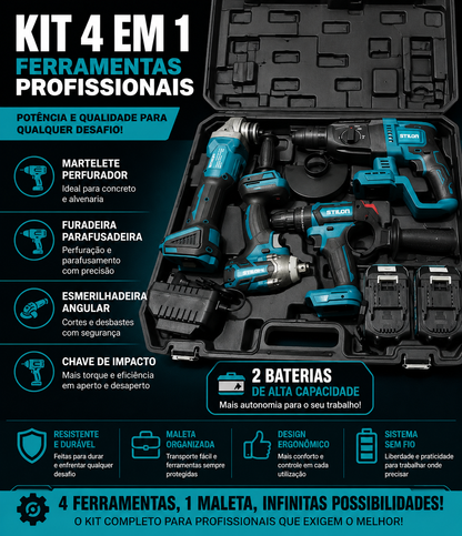 Kit de 4 Máquinas a Bateria - 2x Baterias 48v 4Ah